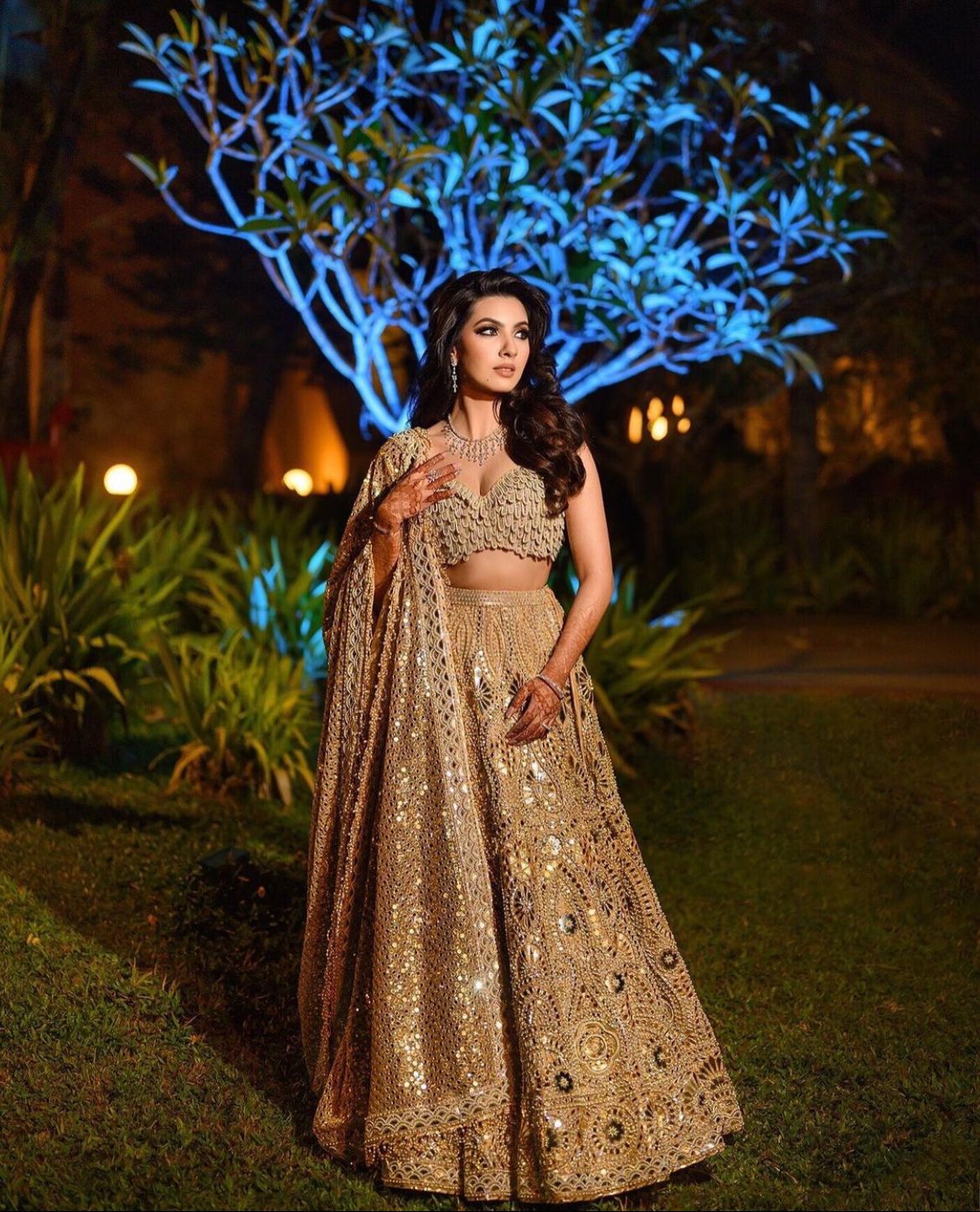 Golden lehenga outlet look